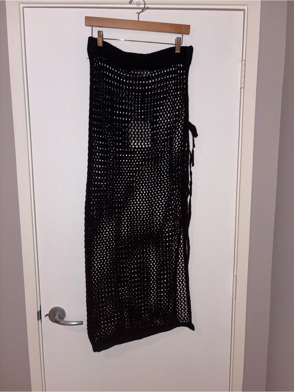 Black Crochet Midi Coverup Skirt